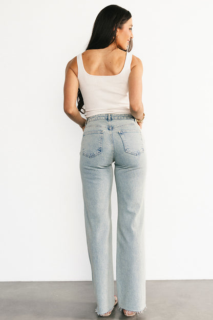 Ronda Mid Rise Ripped Jeans | Light Wash