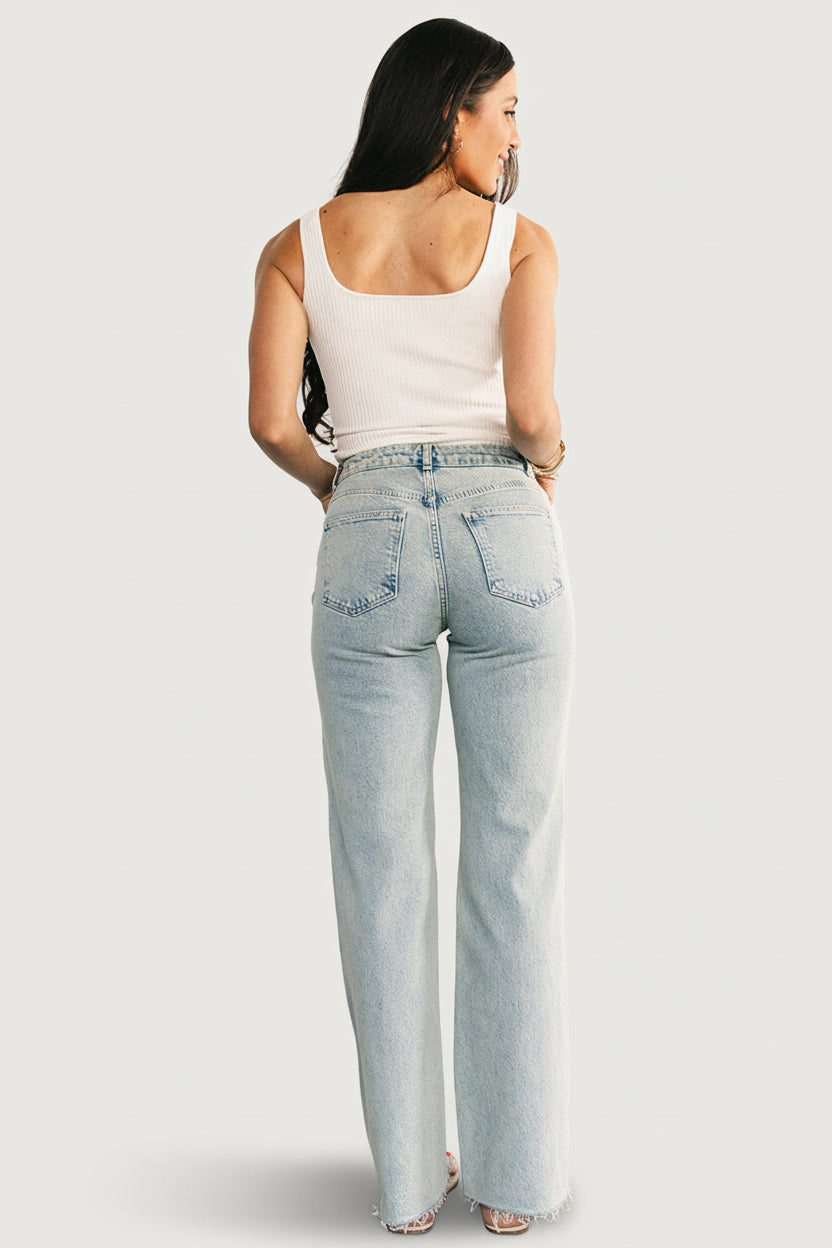 Ronda Mid Rise Ripped Jeans | Light Wash