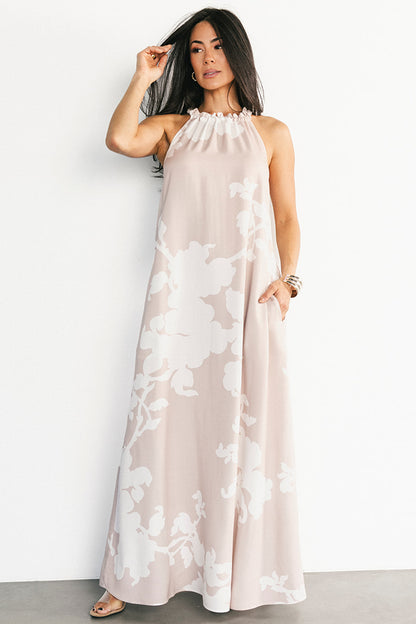 Aurelia Column Maxi Dress | Natural + White