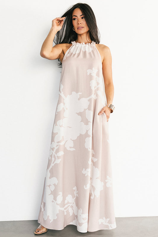 Aurelia Column Maxi Dress | Natural + White