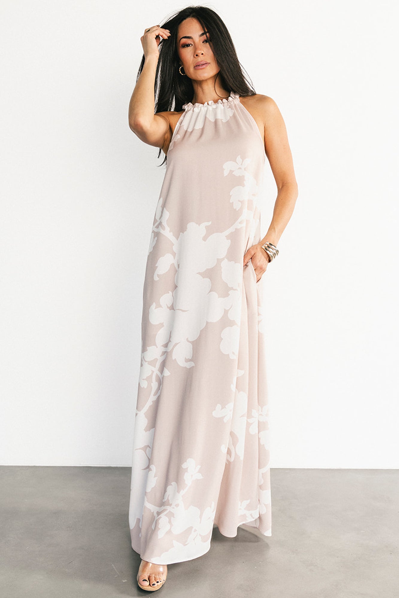 Aurelia Column Maxi Dress | Natural + White