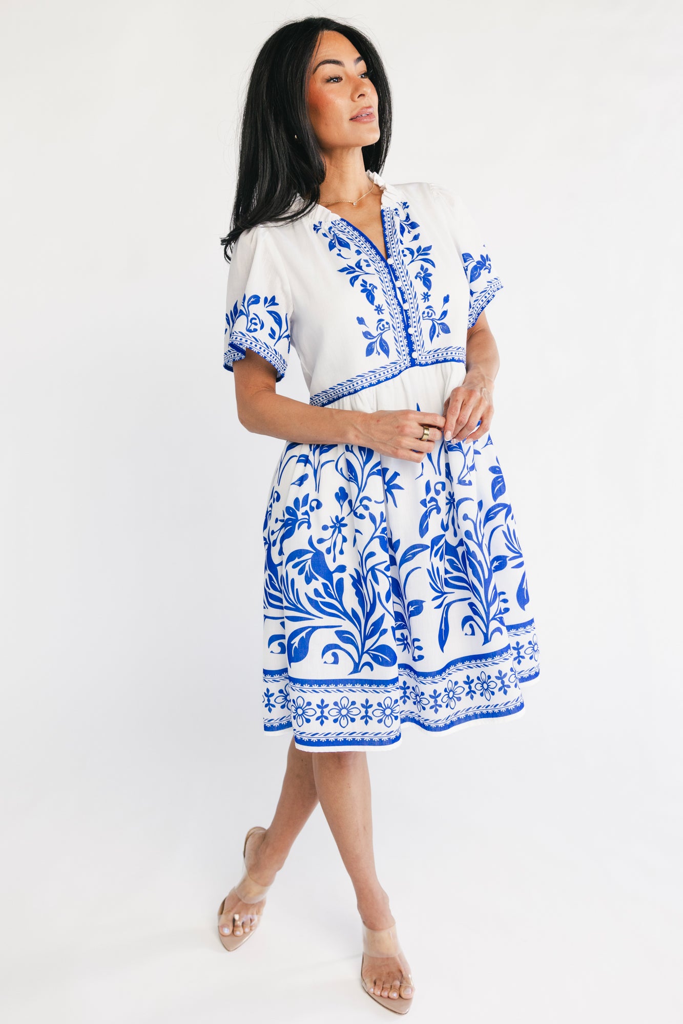Palomina Short Dress | Cobalt Print