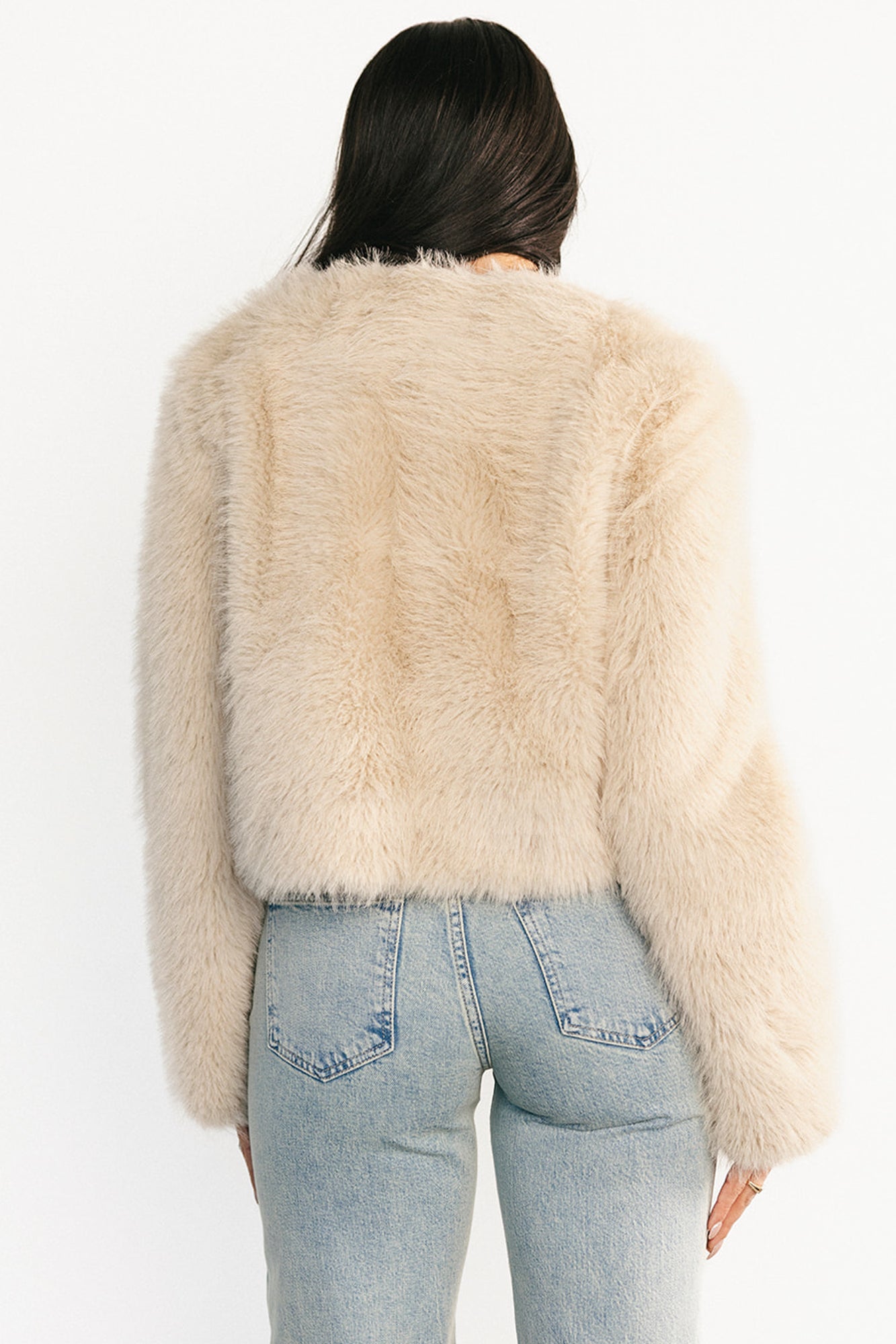 Alice Faux Fur Cropped Coat | Cream