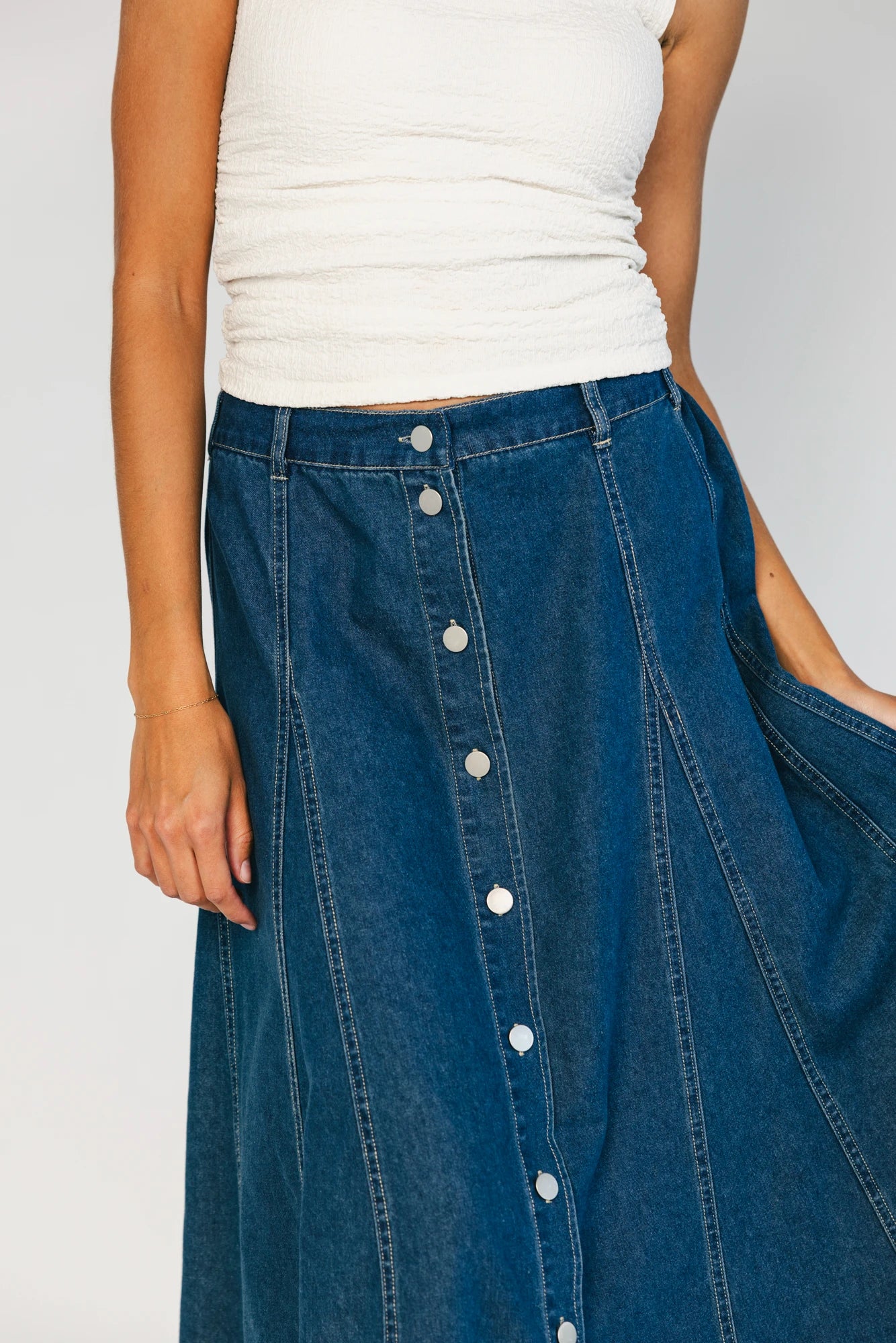 Cece Button Down Denim Skirt | Dark Wash