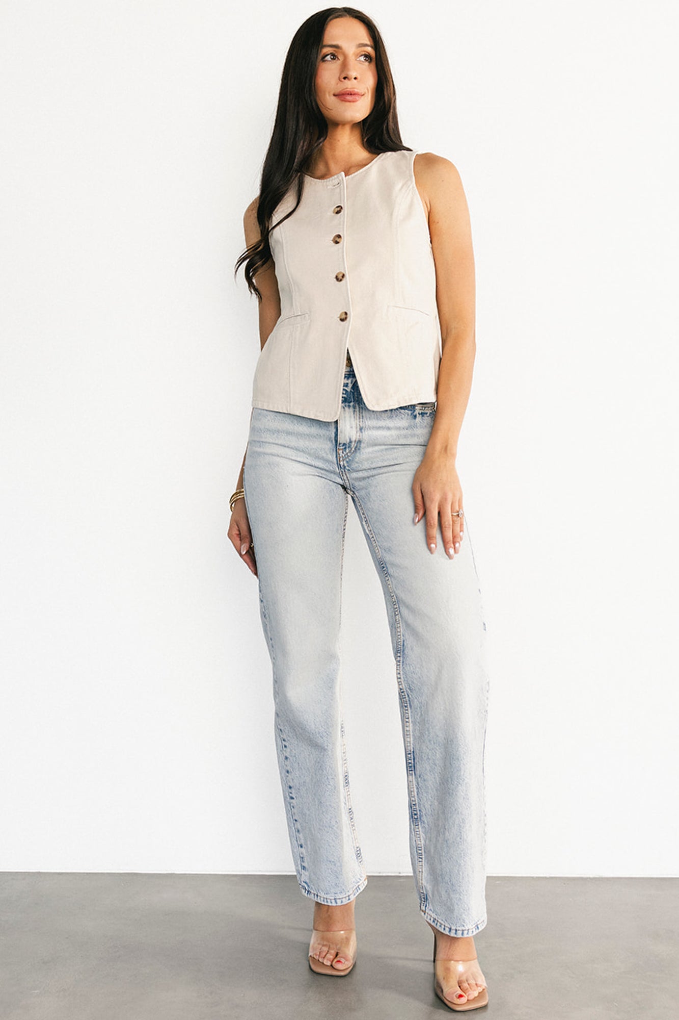 Luz Denim Vest | Ecru