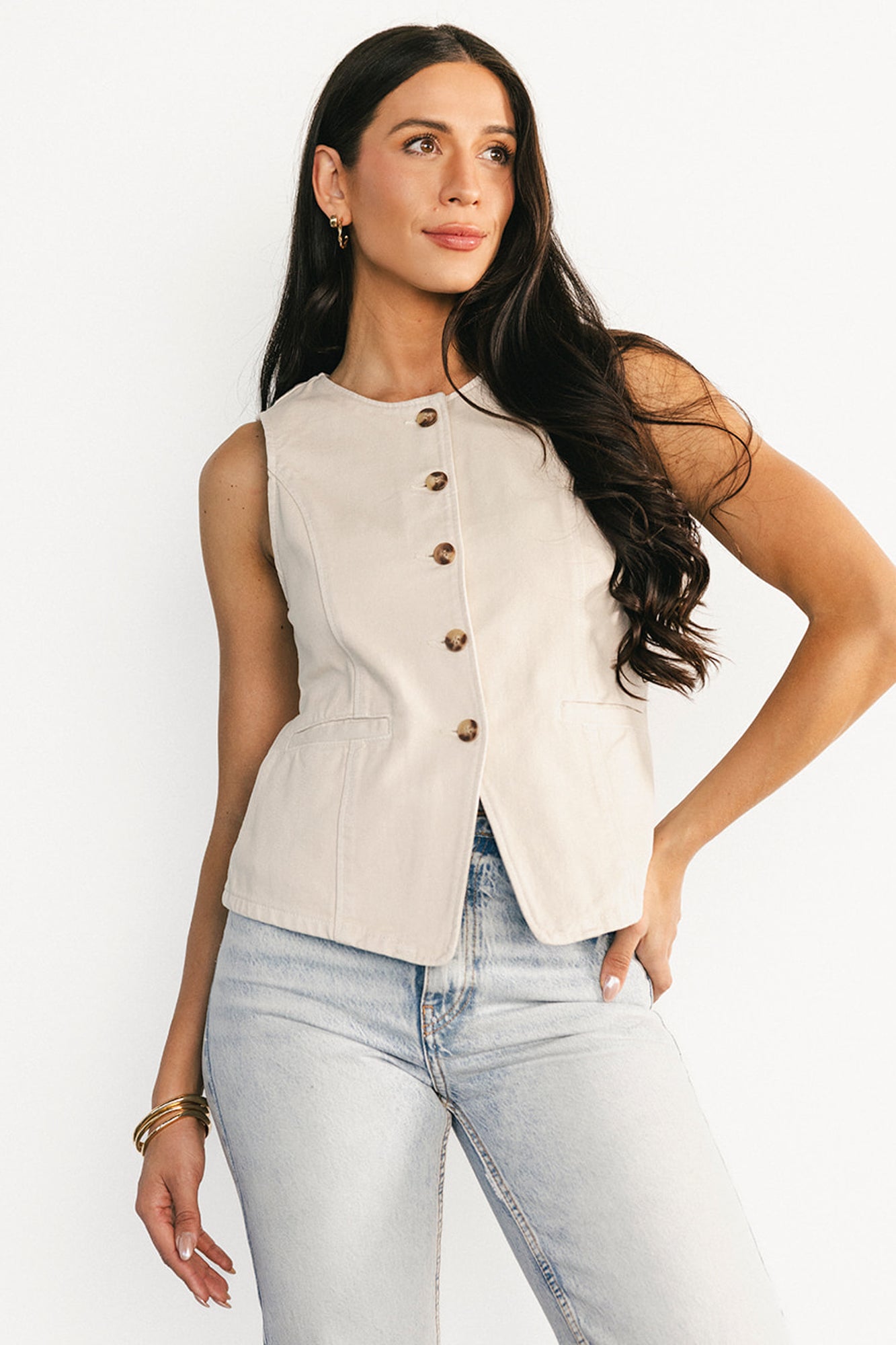 Luz Denim Vest | Ecru