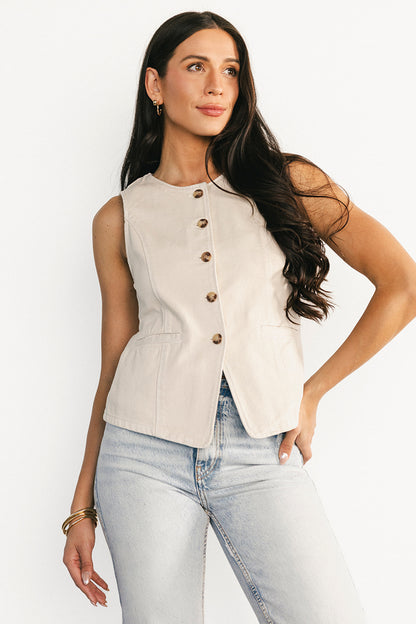 Luz Denim Vest | Ecru