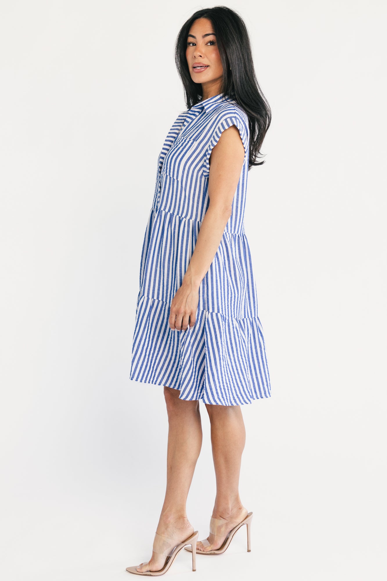 Charlie Short Dress | Blue Stripe