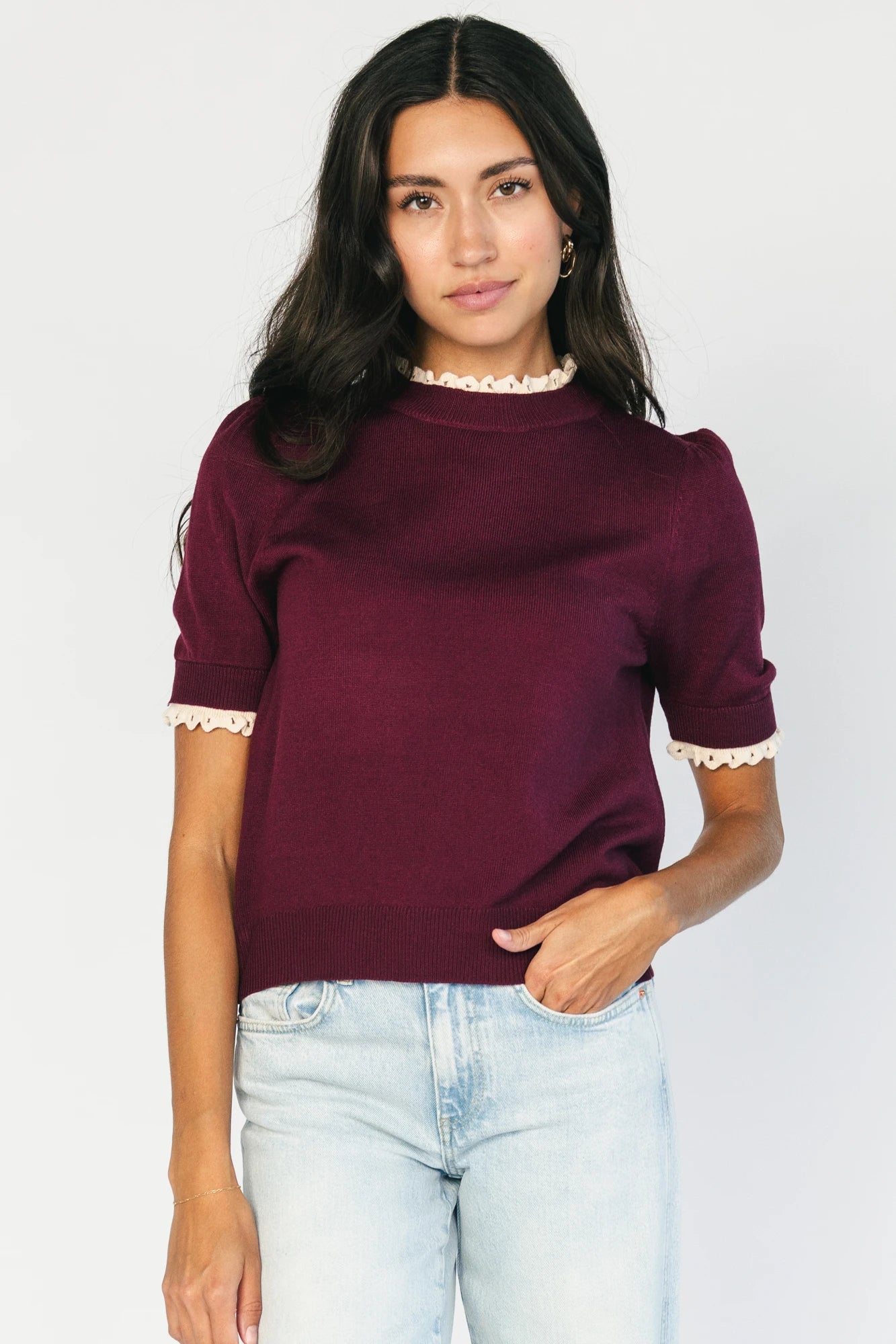 Adeline Sweater Top | Wine