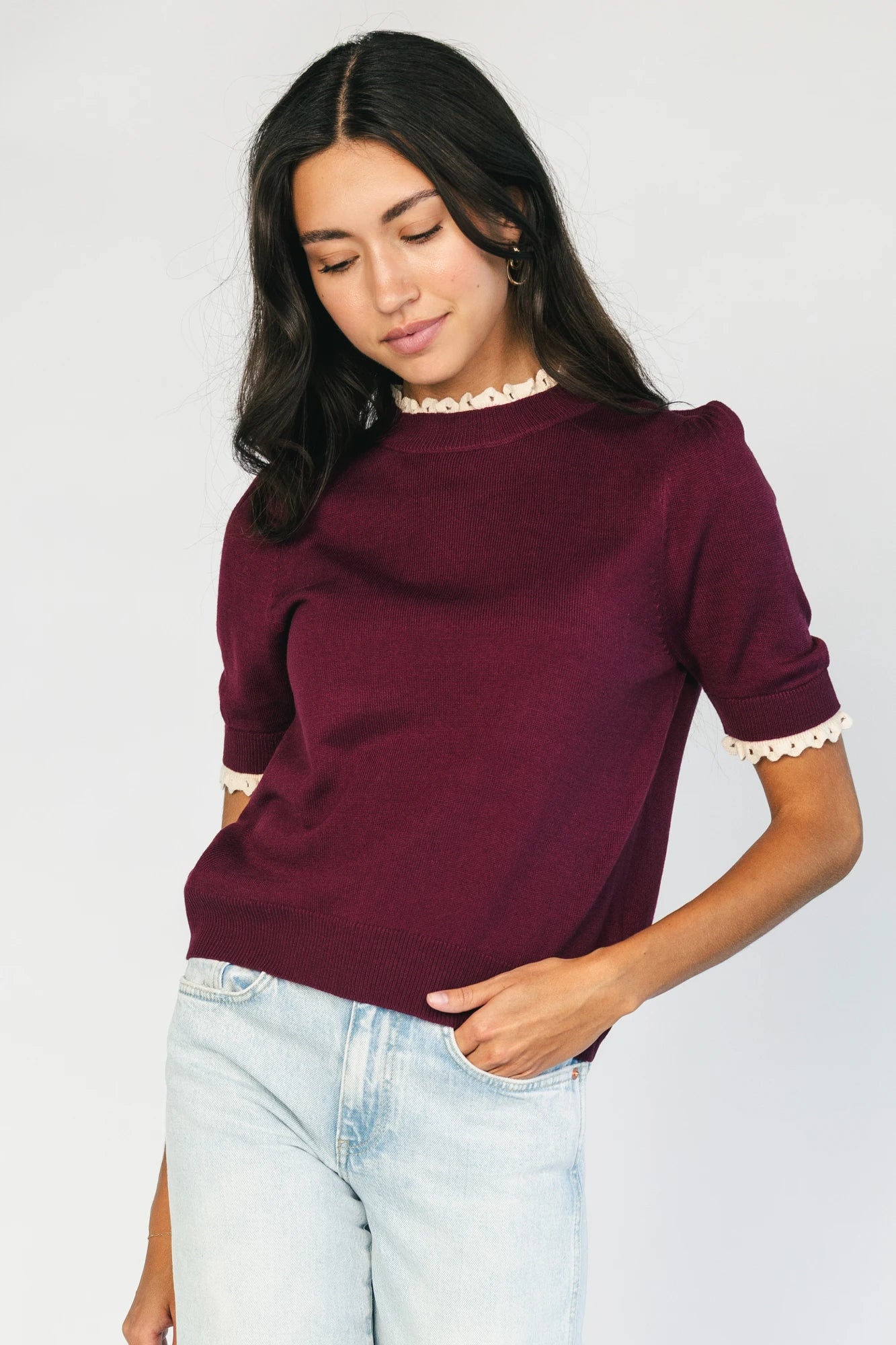 Adeline Sweater Top | Wine