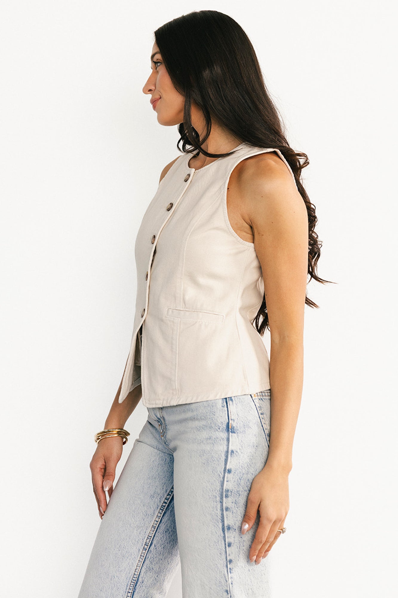 Luz Denim Vest | Ecru