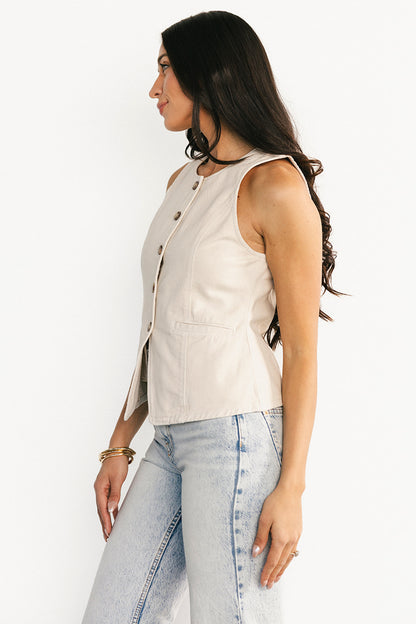 Luz Denim Vest | Ecru