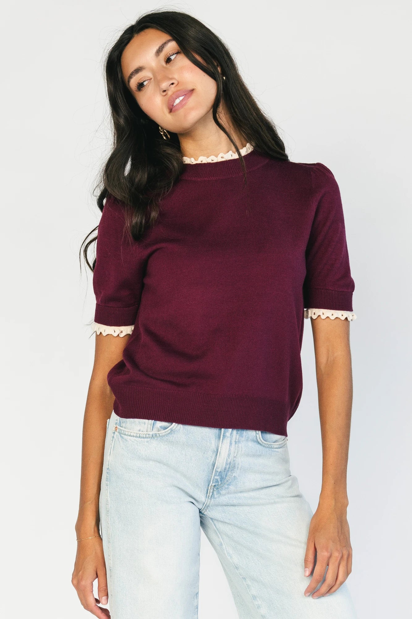 Adeline Sweater Top | Wine