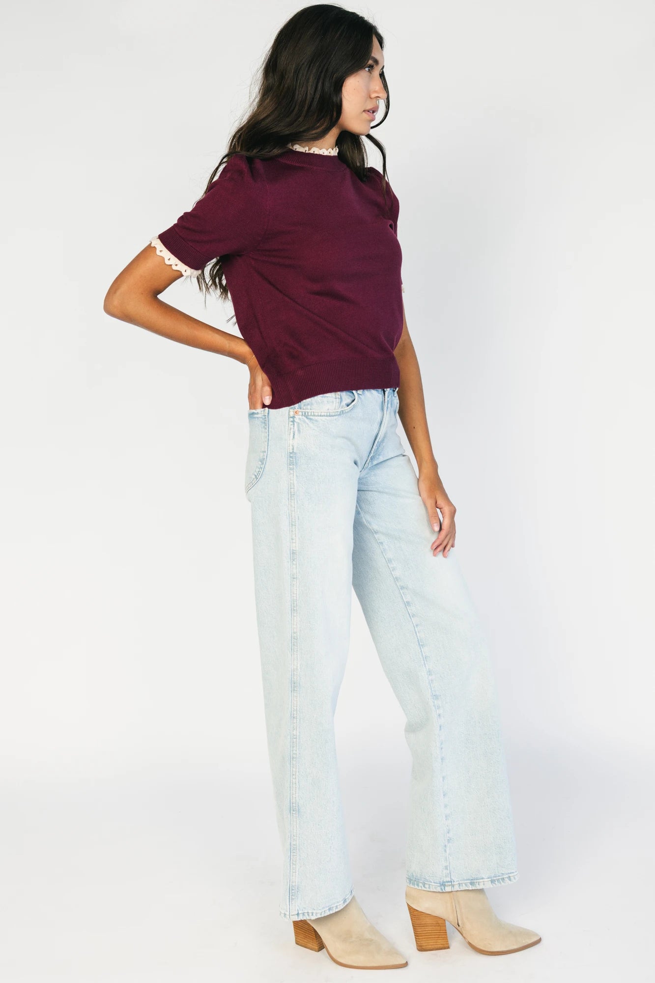 Adeline Sweater Top | Wine