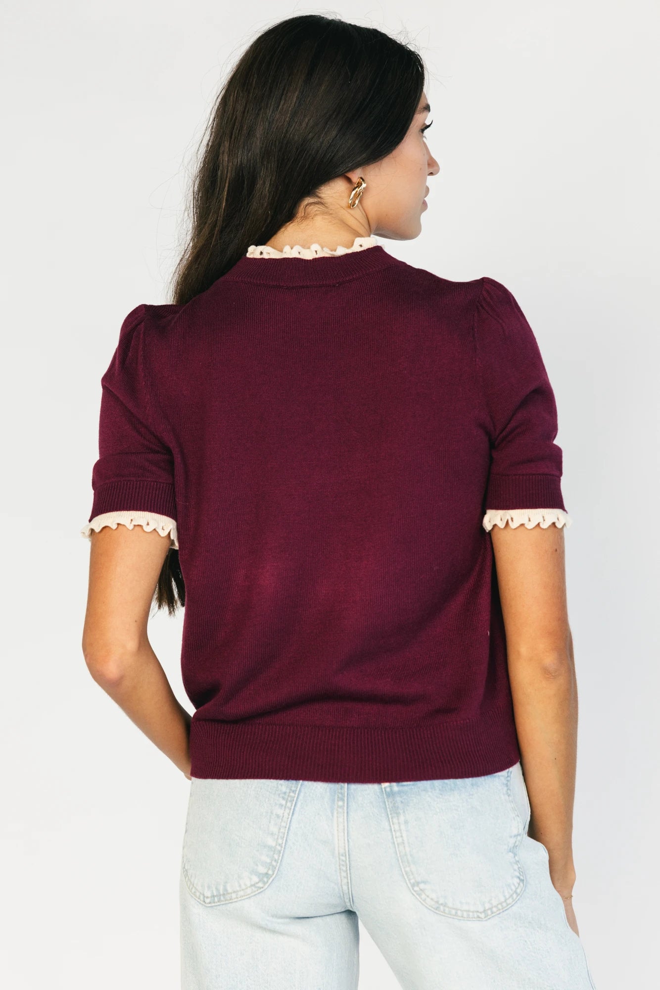 Adeline Sweater Top | Wine