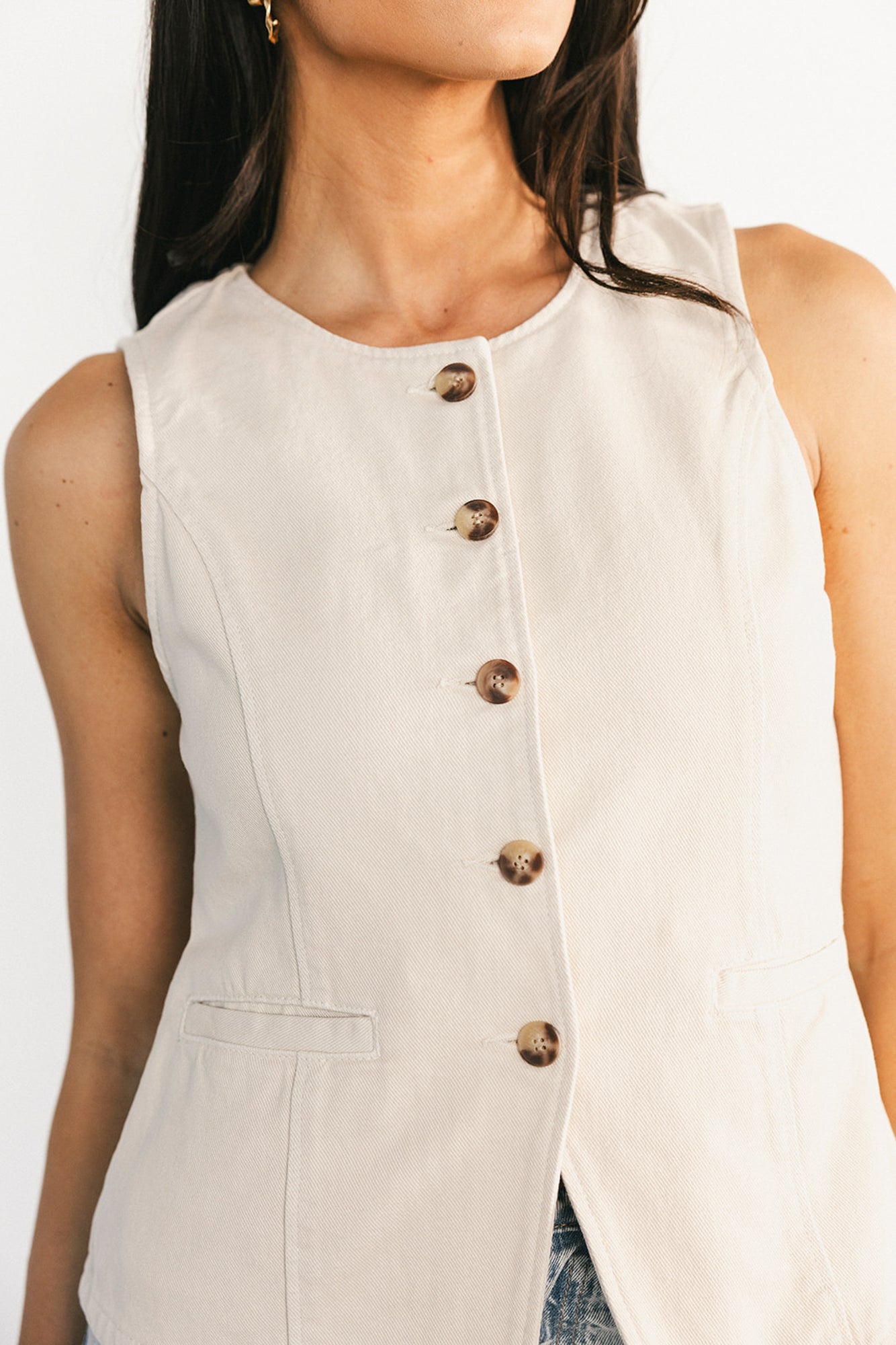 Luz Denim Vest | Ecru