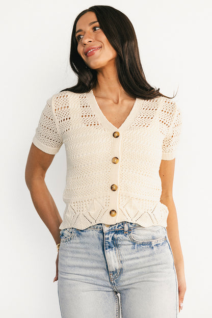 Candela Crochet Cardigan | Ecru