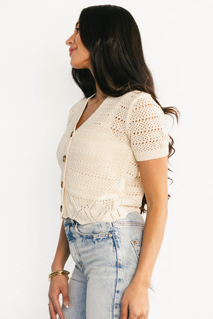 Candela Crochet Cardigan | Ecru