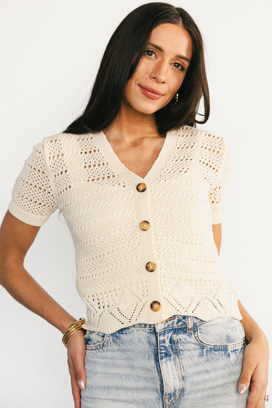 Candela Crochet Cardigan | Ecru