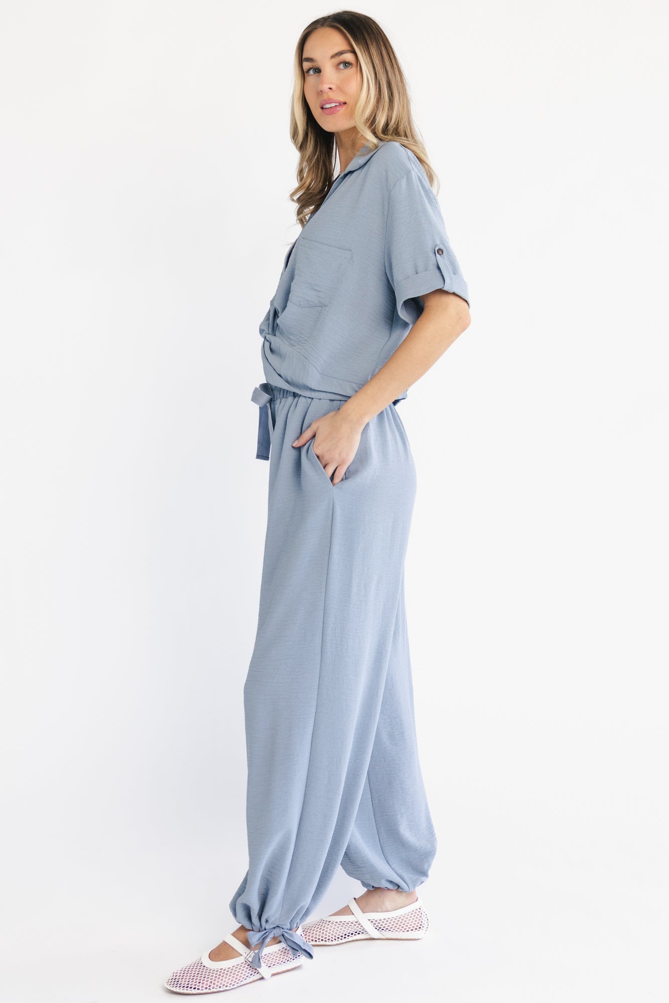 Briar Top + Pants Set | Dusty Blue