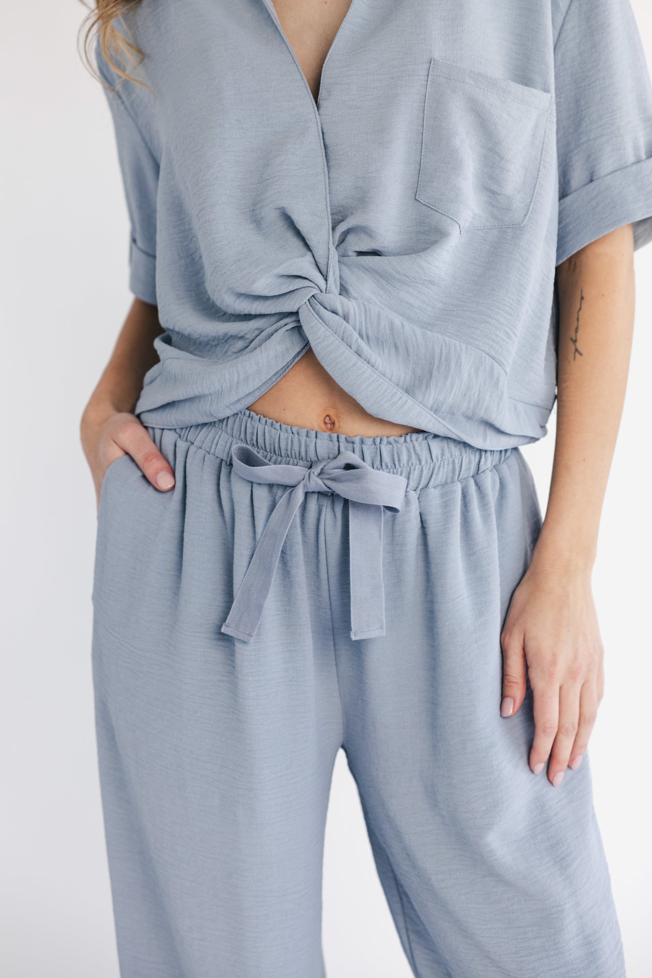 Briar Top + Pants Set | Dusty Blue