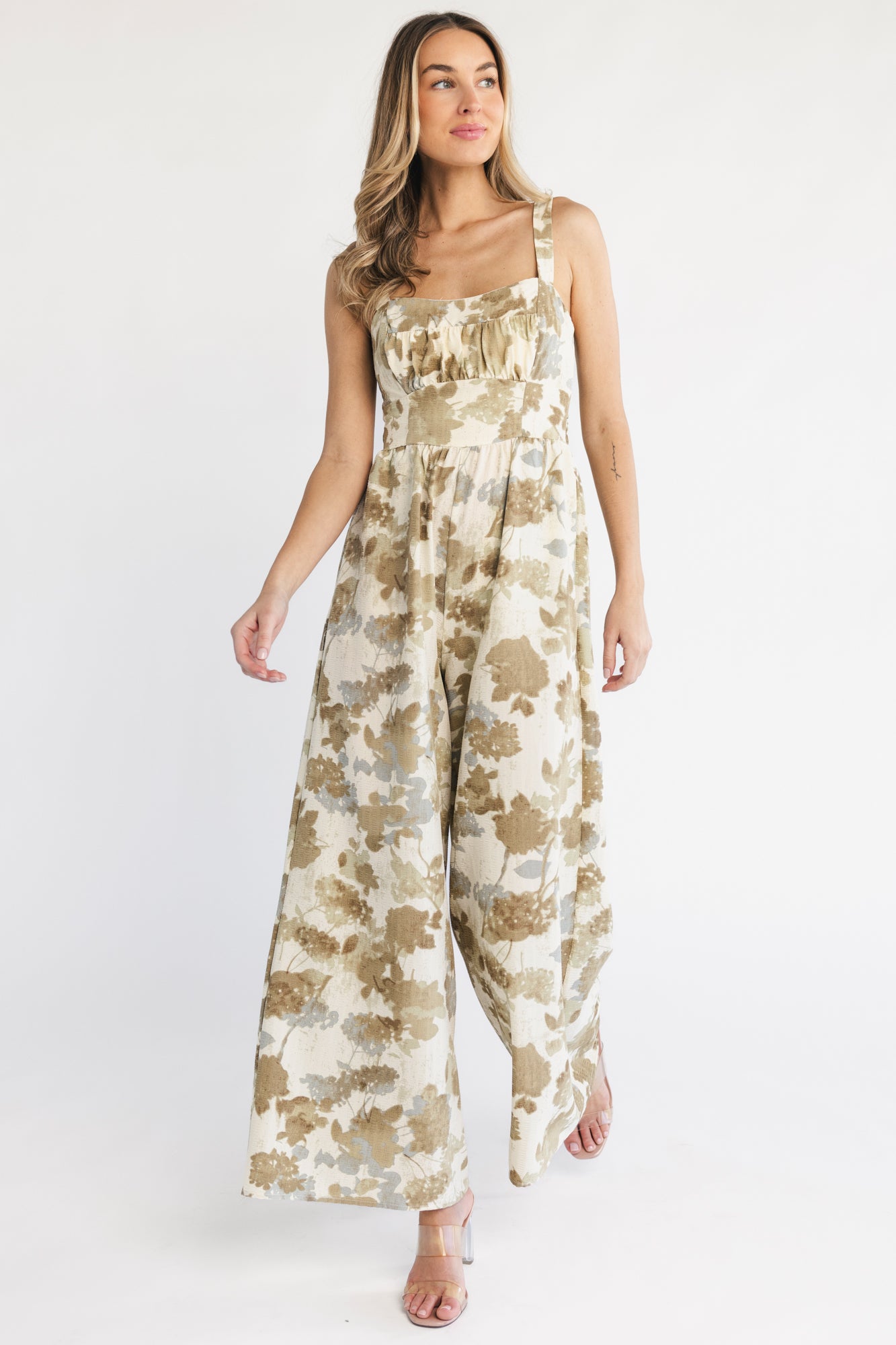 Laura Jumpsuit | Natural Floral