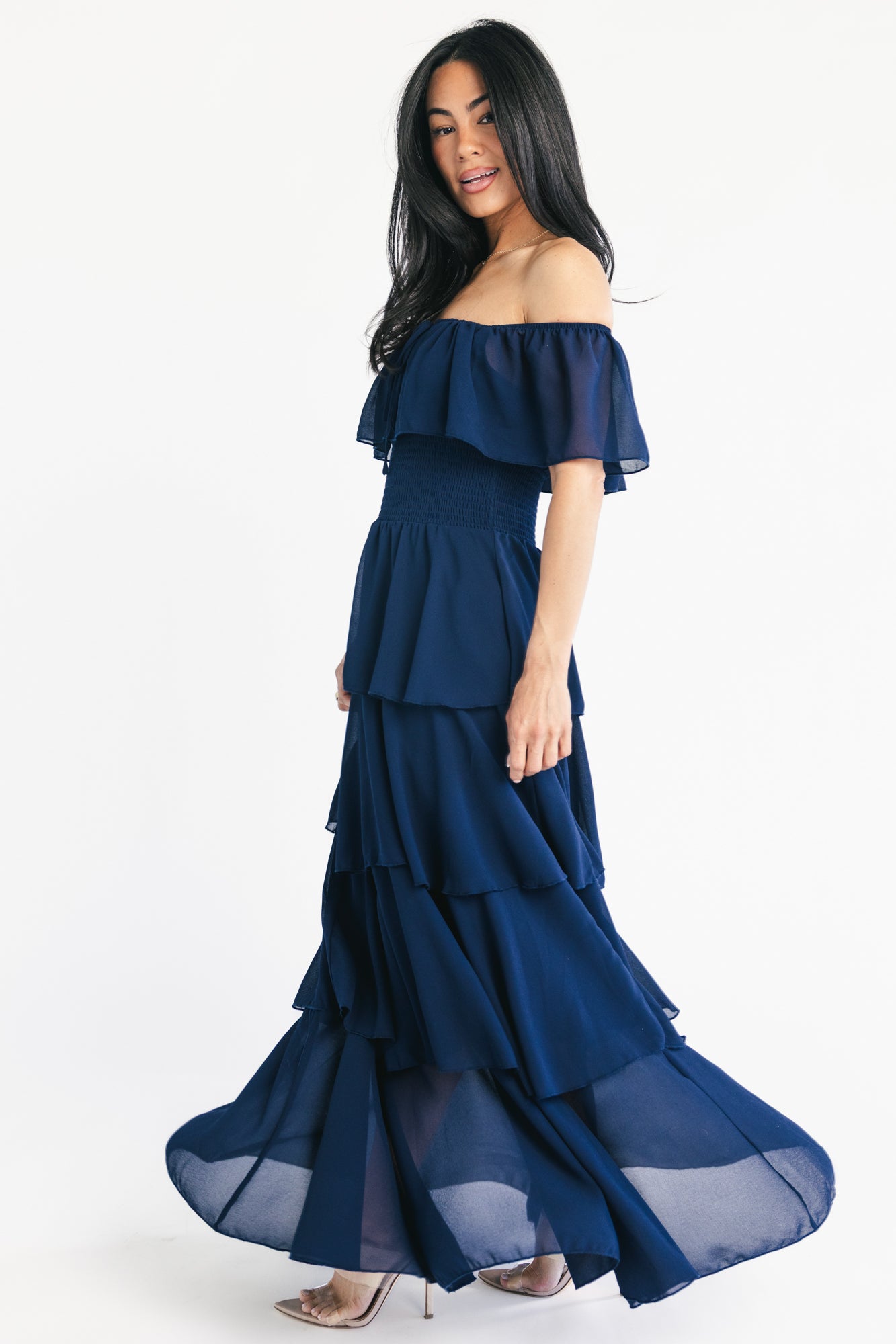 Carina Off Shoulder Maxi Dress | Navy