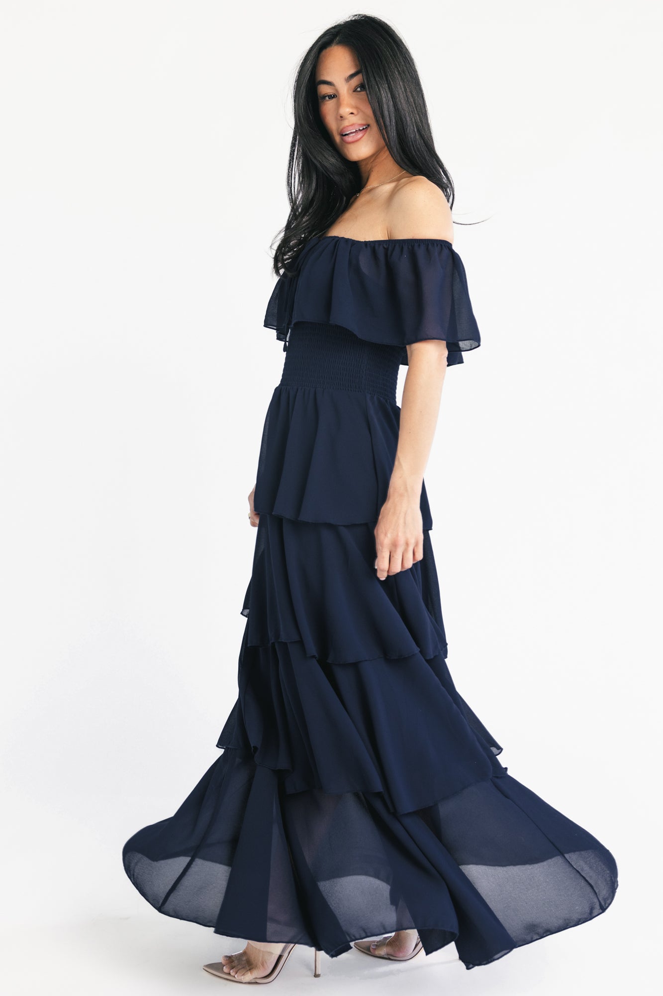 Carina Off Shoulder Maxi Dress | Navy