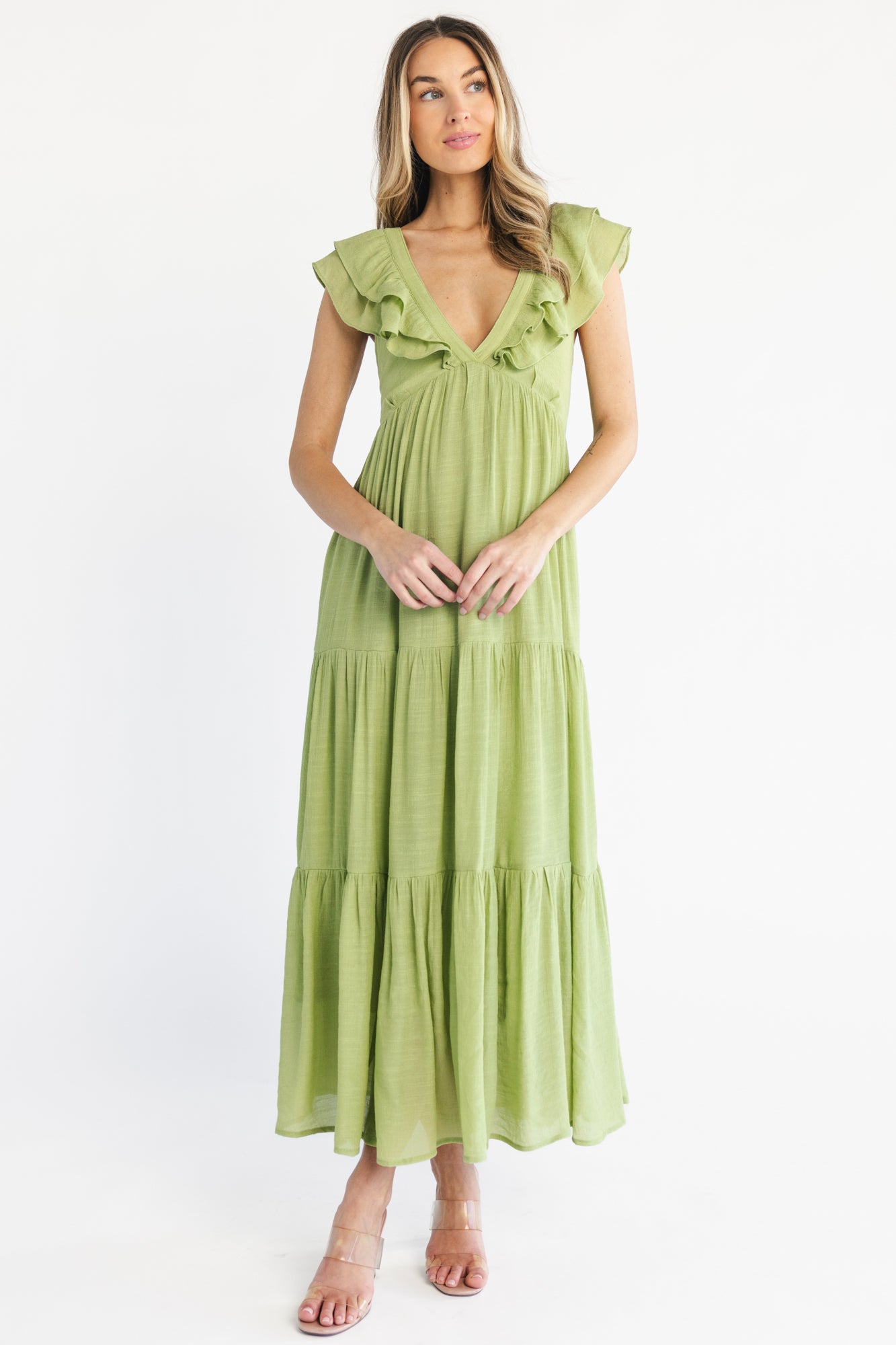 Mika Ruffle Maxi Dress | Green