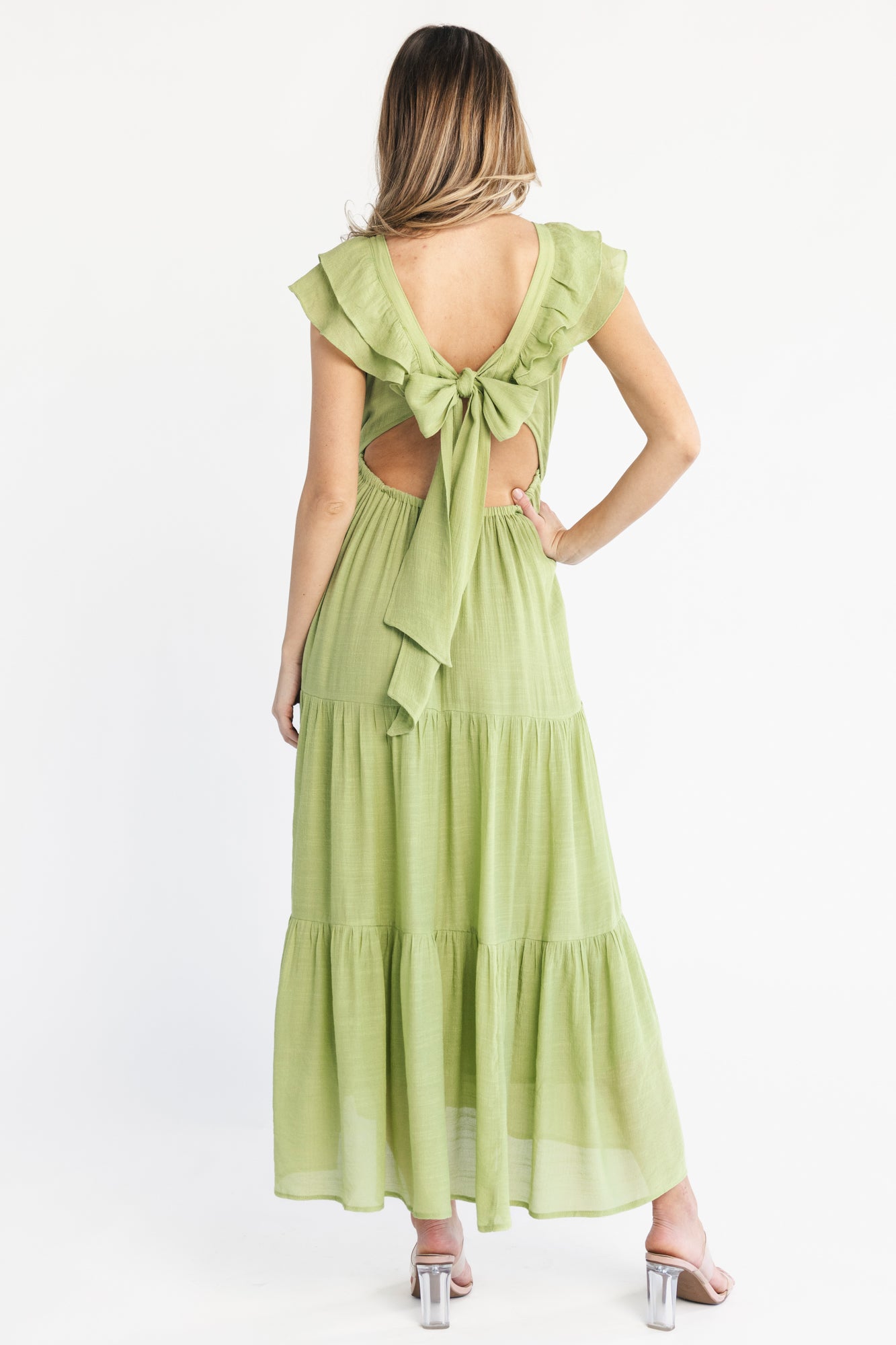 Mika Ruffle Maxi Dress | Green