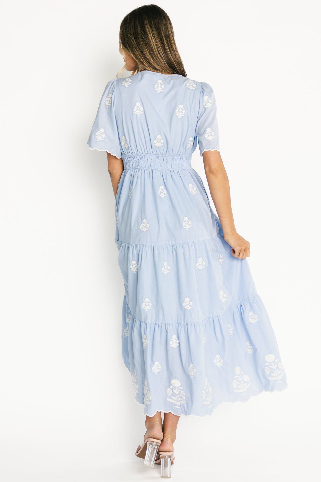 Delilah Embroidered Maxi Dress Light Blue | Baltic Born XS Delilah Embroidered Maxi Dress Light Blue | Baltic Born XS
