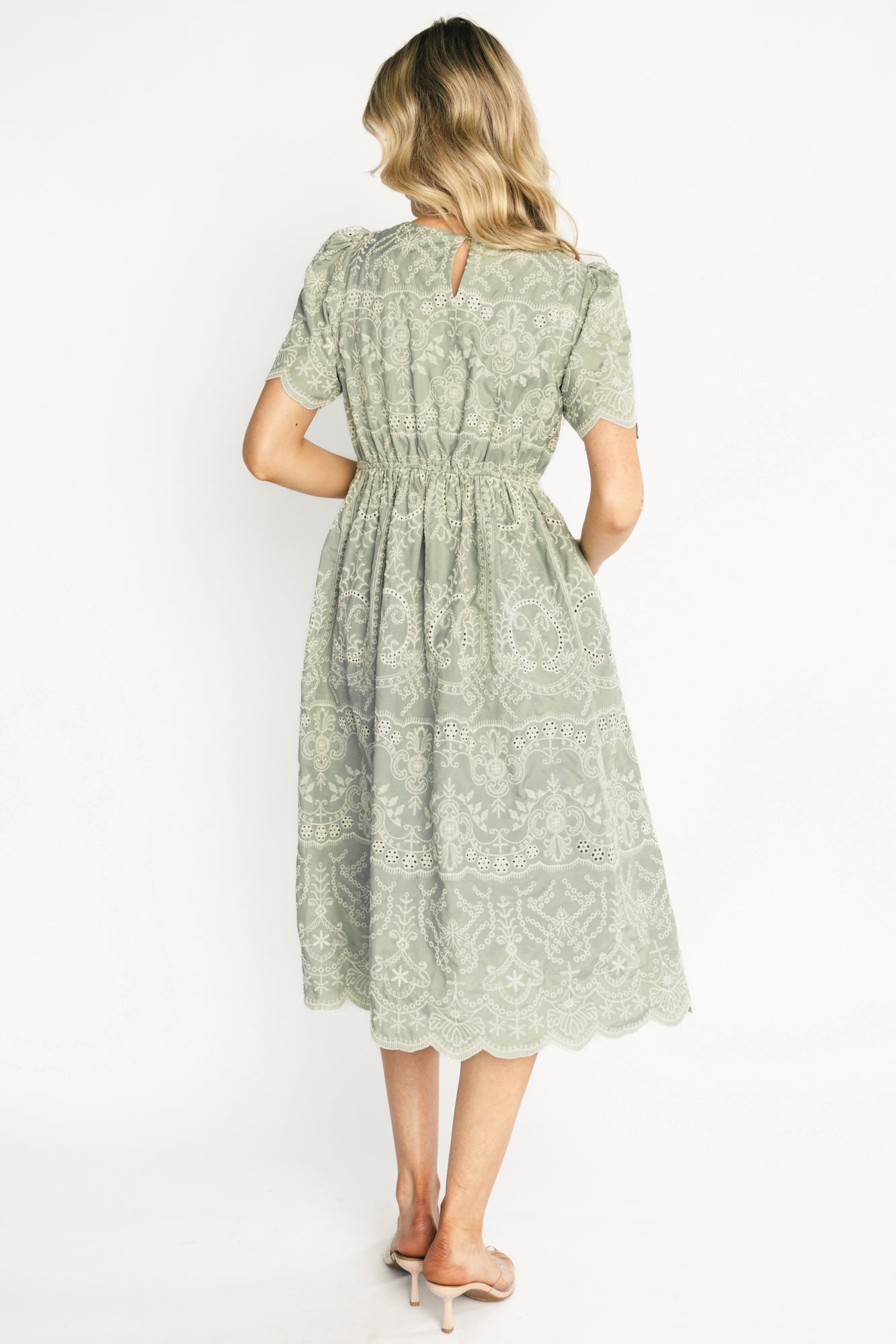 Margot Eyelet Midi Dress | Sage Margot Eyelet Midi Dress | Sage