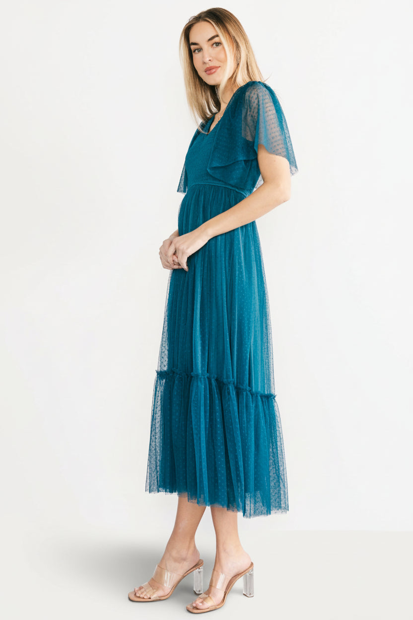Martha Smocked Tulle Dress | Teal