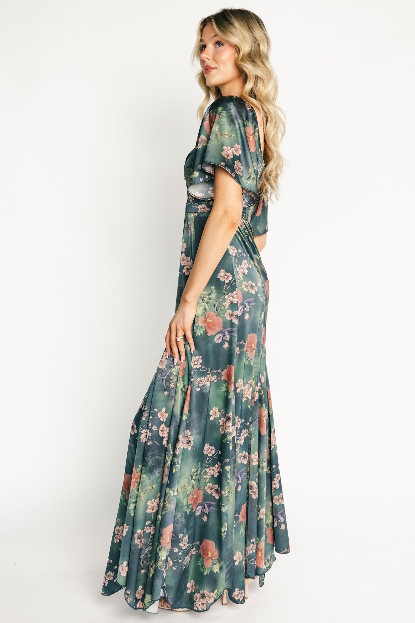 Caterina Maxi Dress — Dark Green Floral