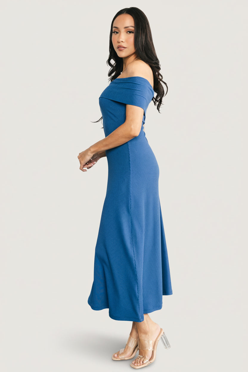 fallen shoulder midi dress Cascade Couture White Off Shoulder Midi Dress