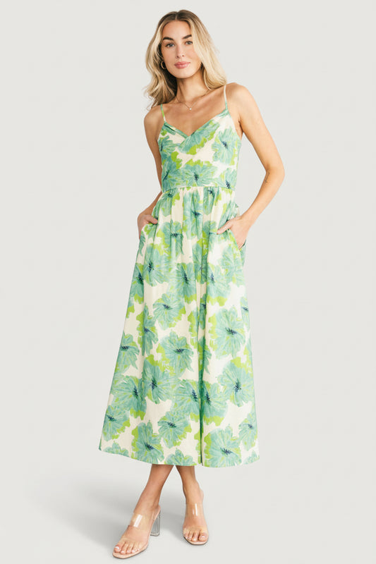 Tenerife Midi Dress | Green Floral