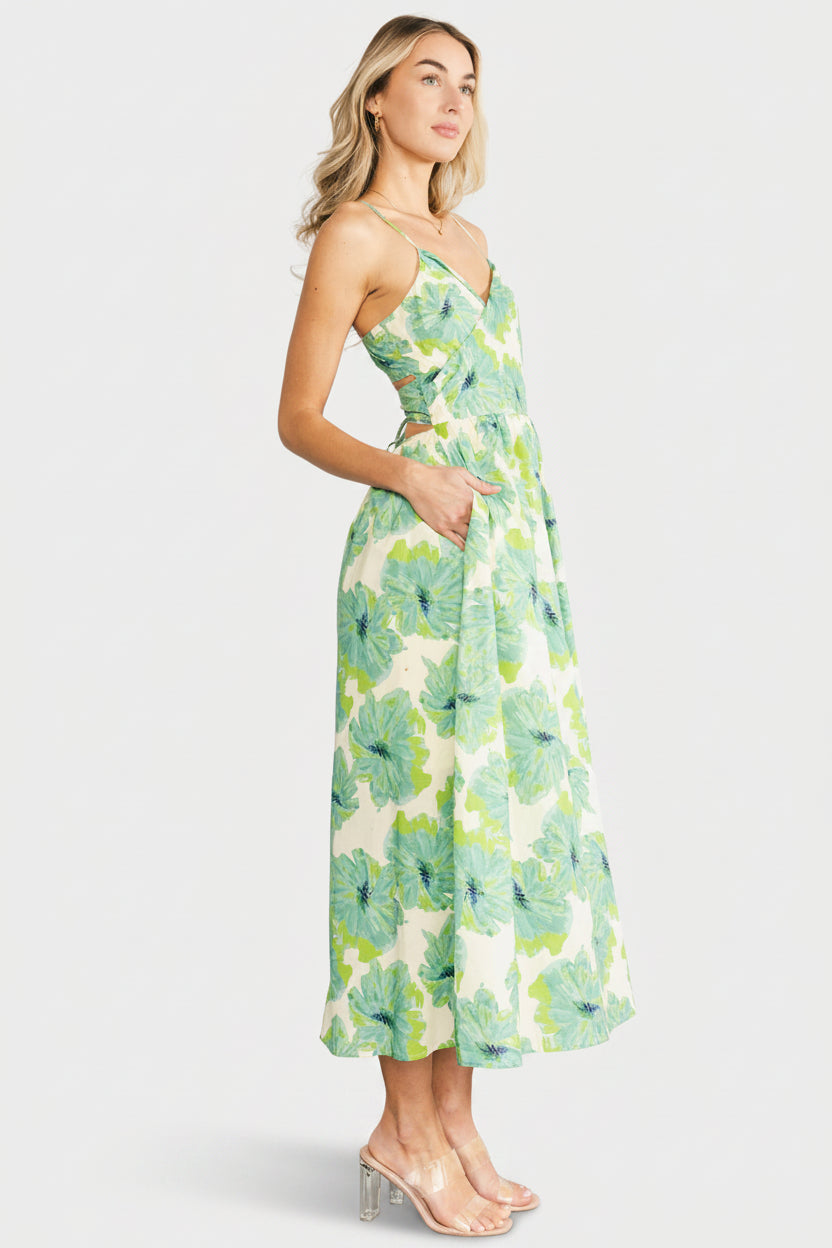 Tenerife Midi Dress | Green Floral