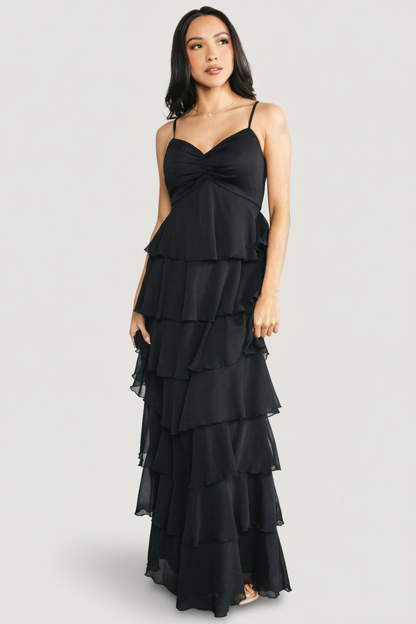 Tiana Tiered Maxi Dress | Black