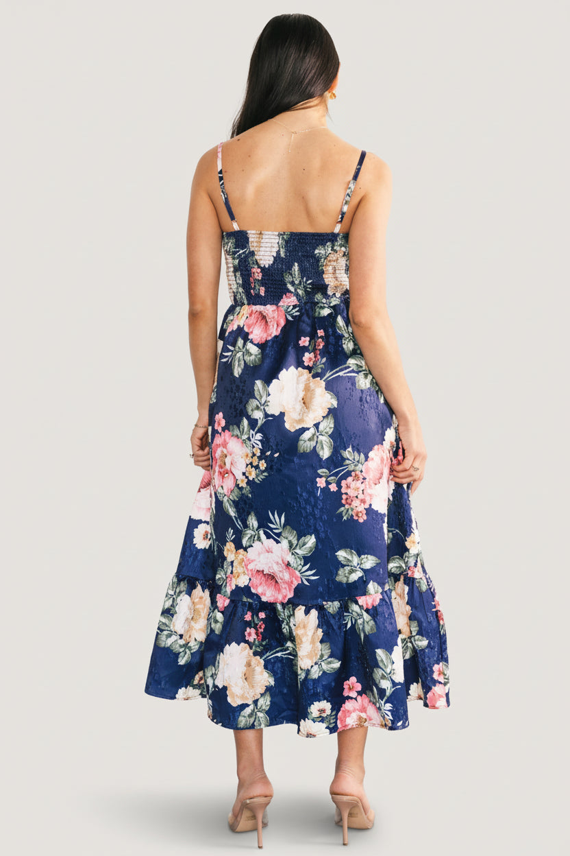 Cherie Jacquard Dress | Navy Multi Floral