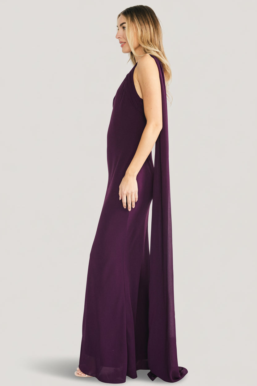 Baltic Born Womens Julianne One Shoulder Maxi Dress | Dark Plum Baltic Born Womens Julianne One Shoulder Maxi Dress | Dark Plum