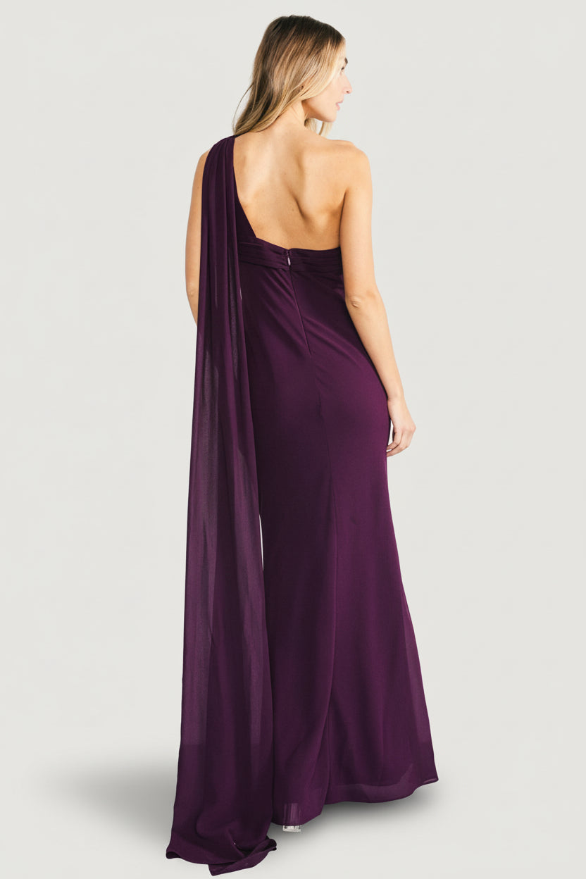 Julianne One Shoulder Maxi Dress | Dark Plum