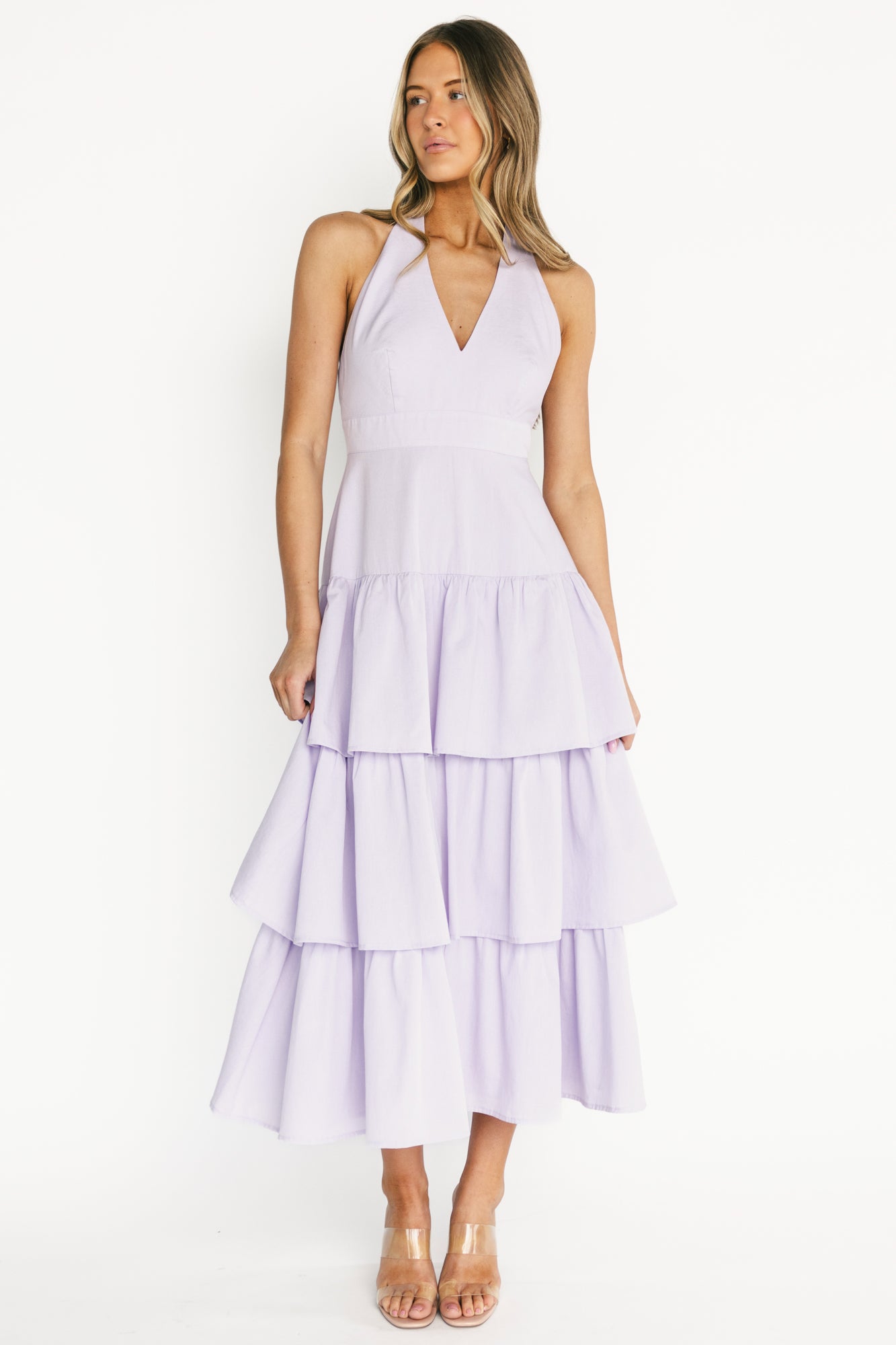 Baltic Born Womens Savannah Tiered Maxi Dress | Light Purple