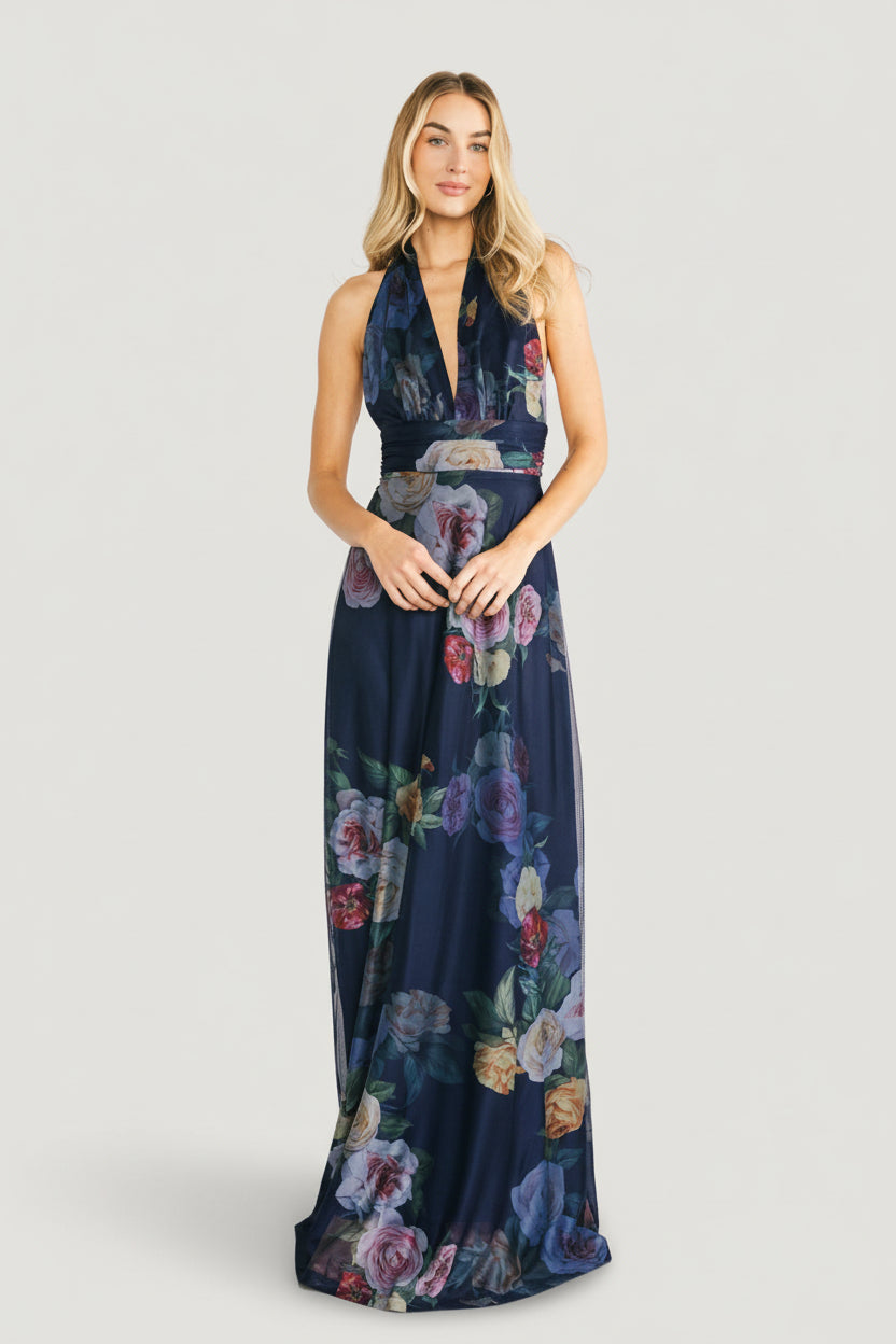 Dresden Halter Maxi Dress - Navy Floral | Baltic Born L Dresden Halter Maxi Dress - Navy Floral | Baltic Born L