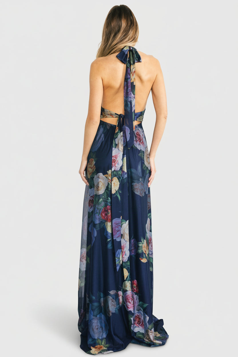 Dresden Halter Maxi Dress - Navy Floral | Baltic Born M Dresden Halter Maxi Dress - Navy Floral | Baltic Born M