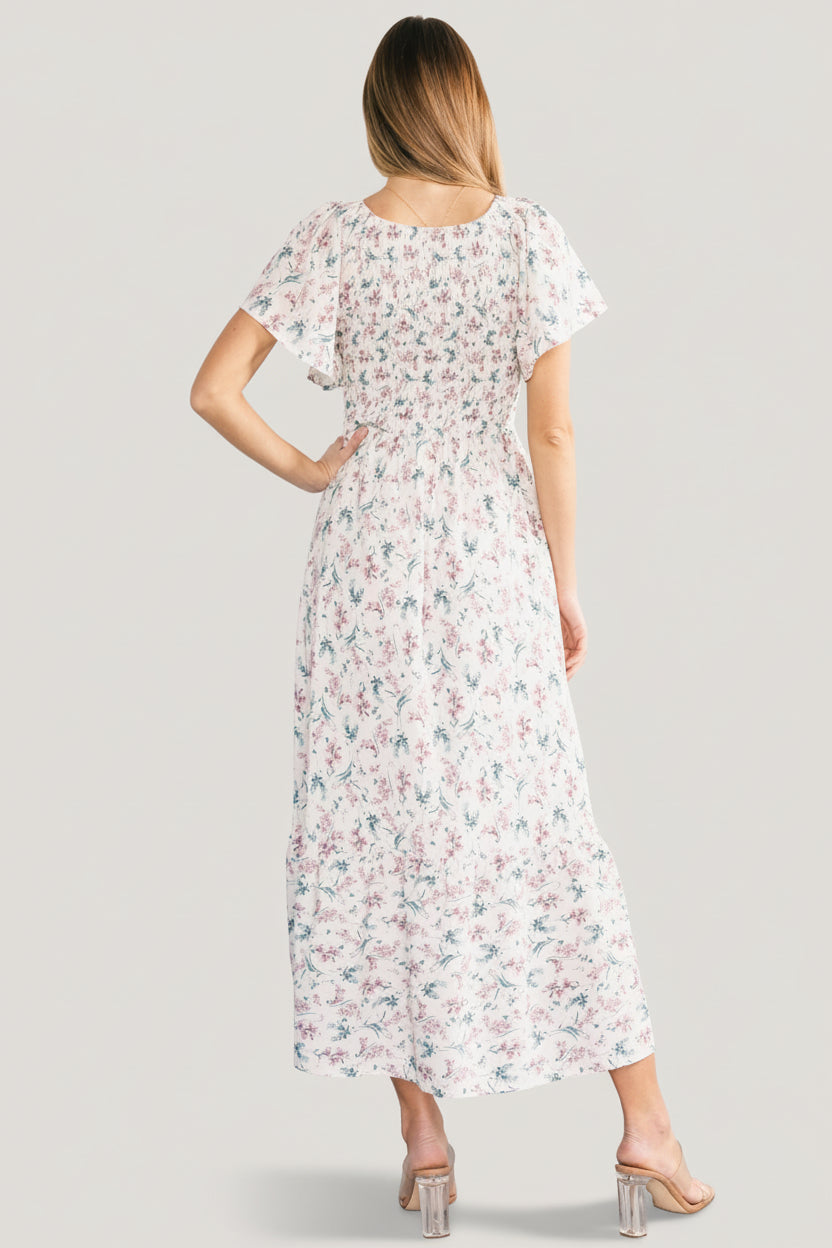 Joanie Smocked Dress | Cream Multi Floral