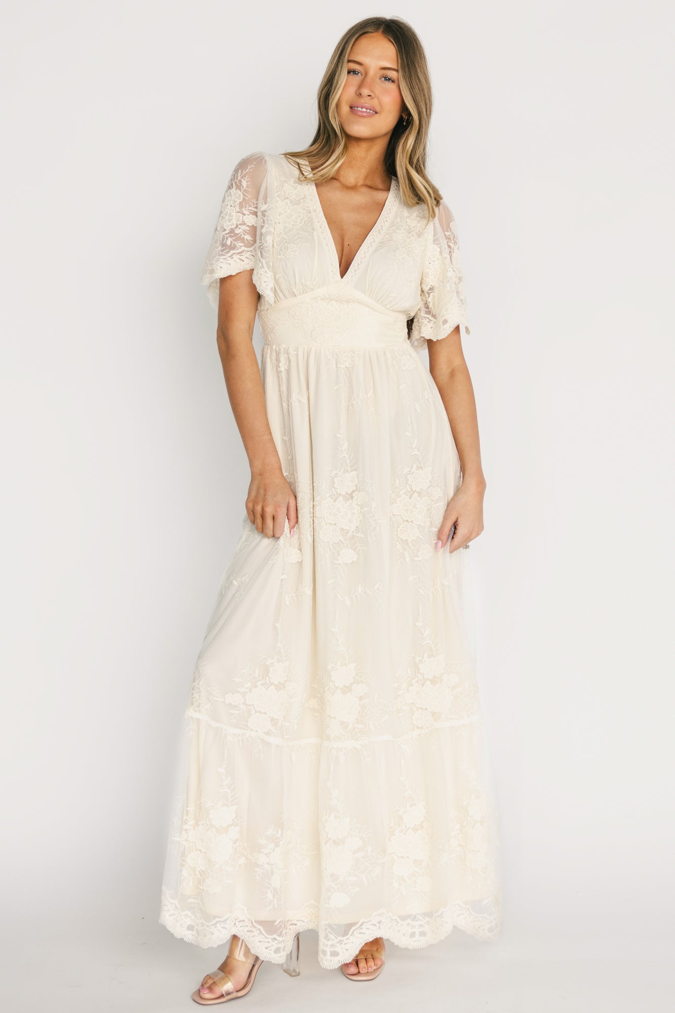 Baltic Born Womens Rosalia Lace Maxi Dress | Vintage Cream