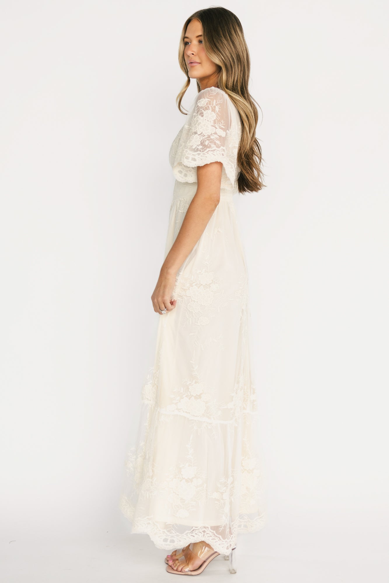 Baltic Born Womens Rosalia Lace Maxi Dress | Vintage Cream