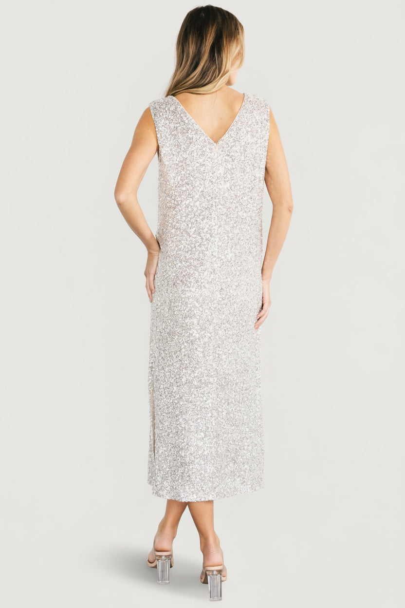 Marissa Sequin Midi Dress | Champagne