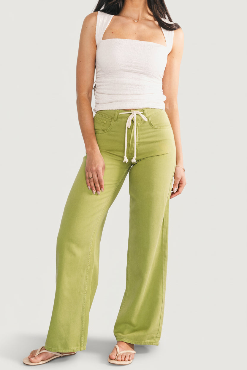 Mabel Mid Rise Soft Denim Pants | Green