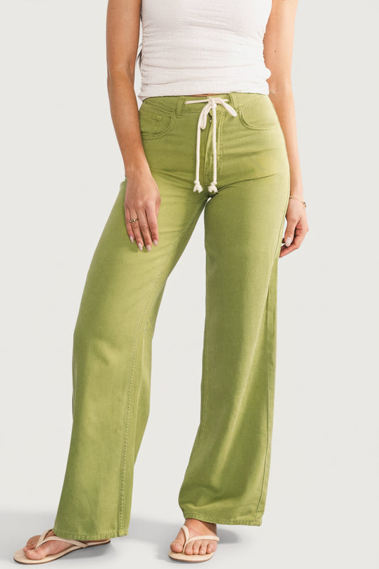 Mabel Mid Rise Soft Denim Pants | Green